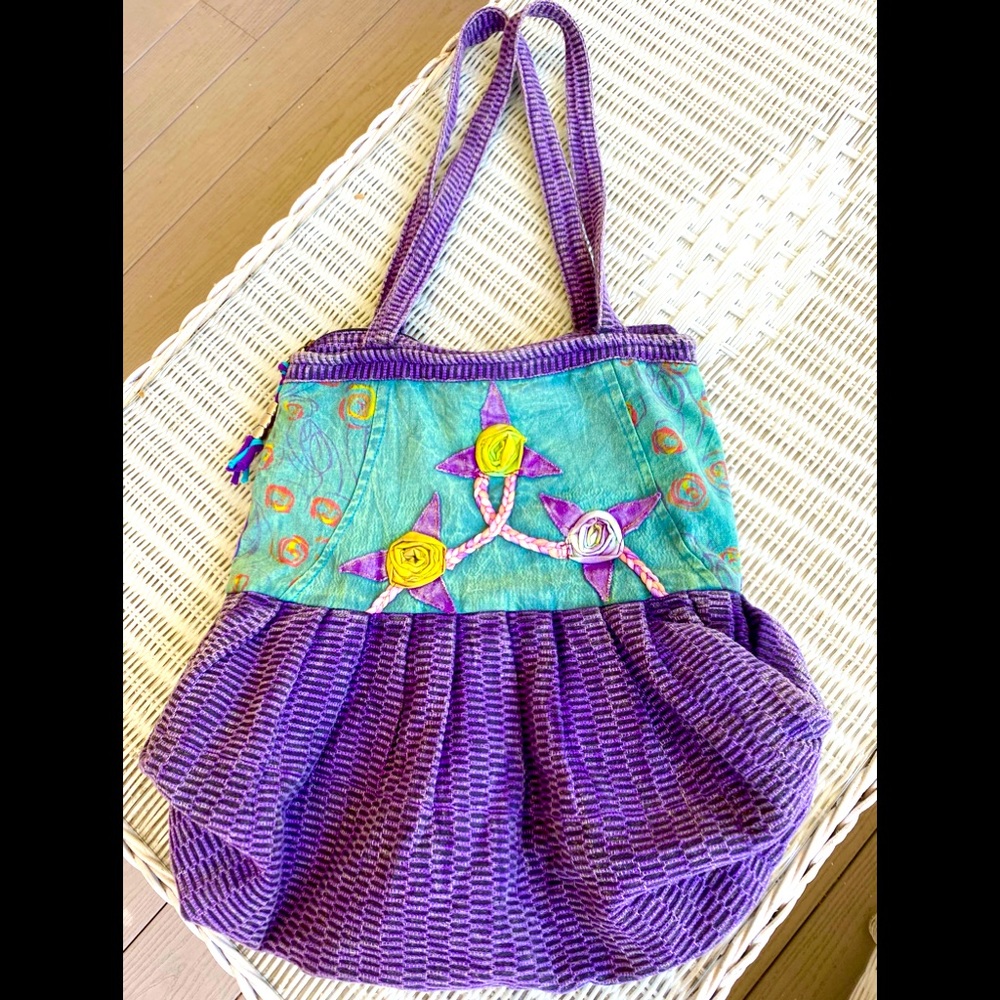 💜Boho Purple 100% Cotton Hippie Festival Shoulder Bag